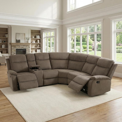 3-Pieces Top Fabric Manual Reclining Sectional With Storage Console