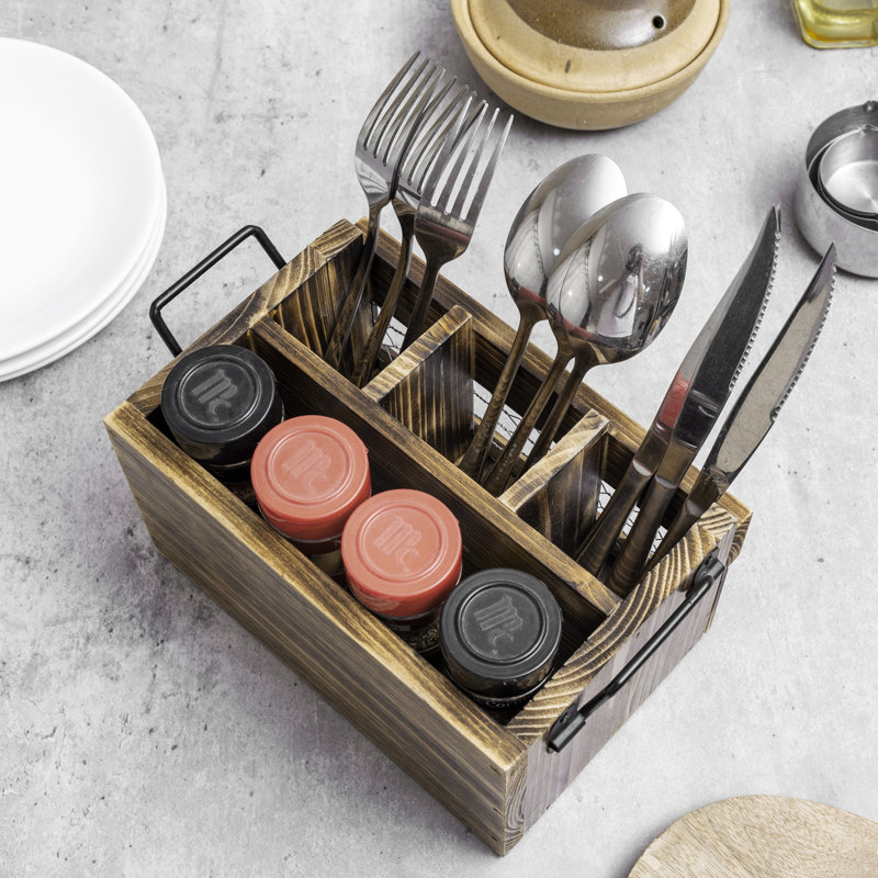 Wood Rectangle Flatware Caddy