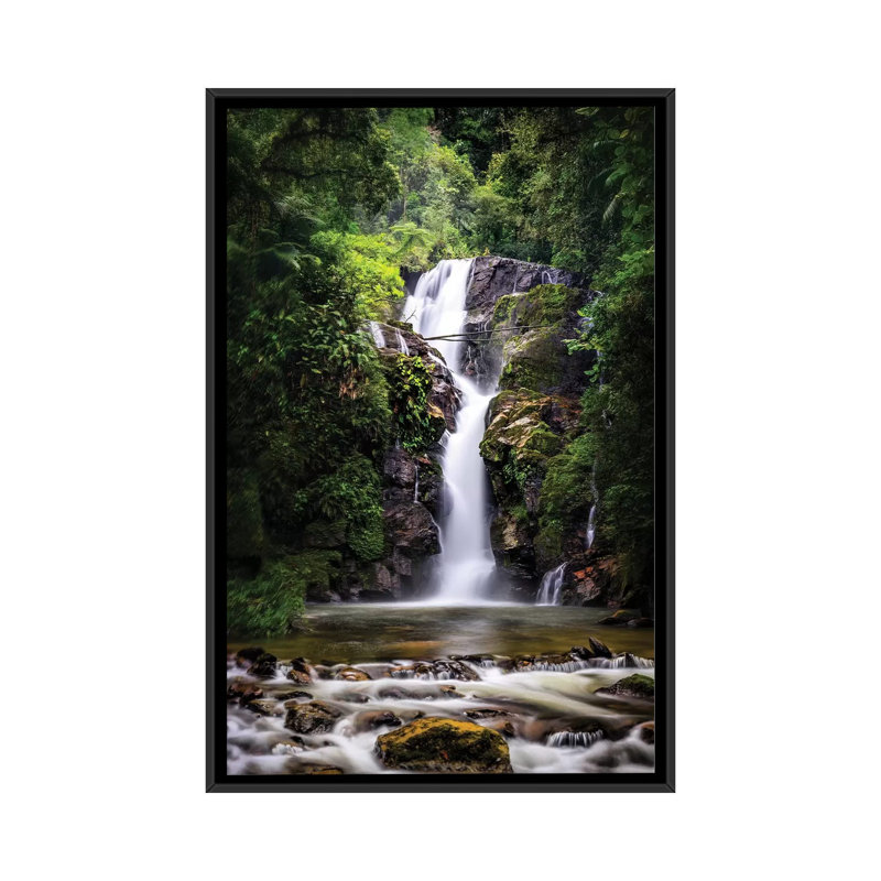 Waterfall II 1 Piece Wall Art on Canvas, 66.04 cm H x 45.72 cm W, Black Floater Frame