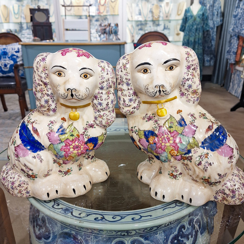 Porcelain Staffordshire Dog Figurines Pair