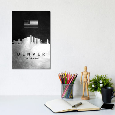 Denver Colorado Silver Skyline by Adrian Baldovino - Wrapped Canvas Print