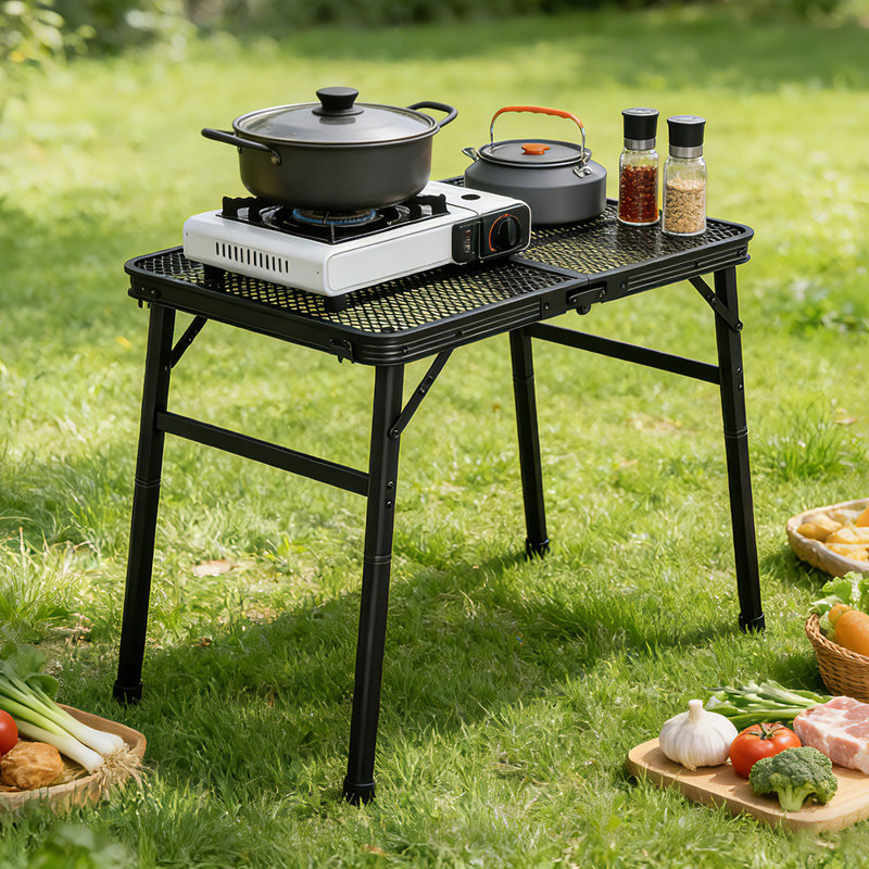 Rectangular Metal Outdoor Camping Table, 55.5cm H x 60cm W x 40cm D