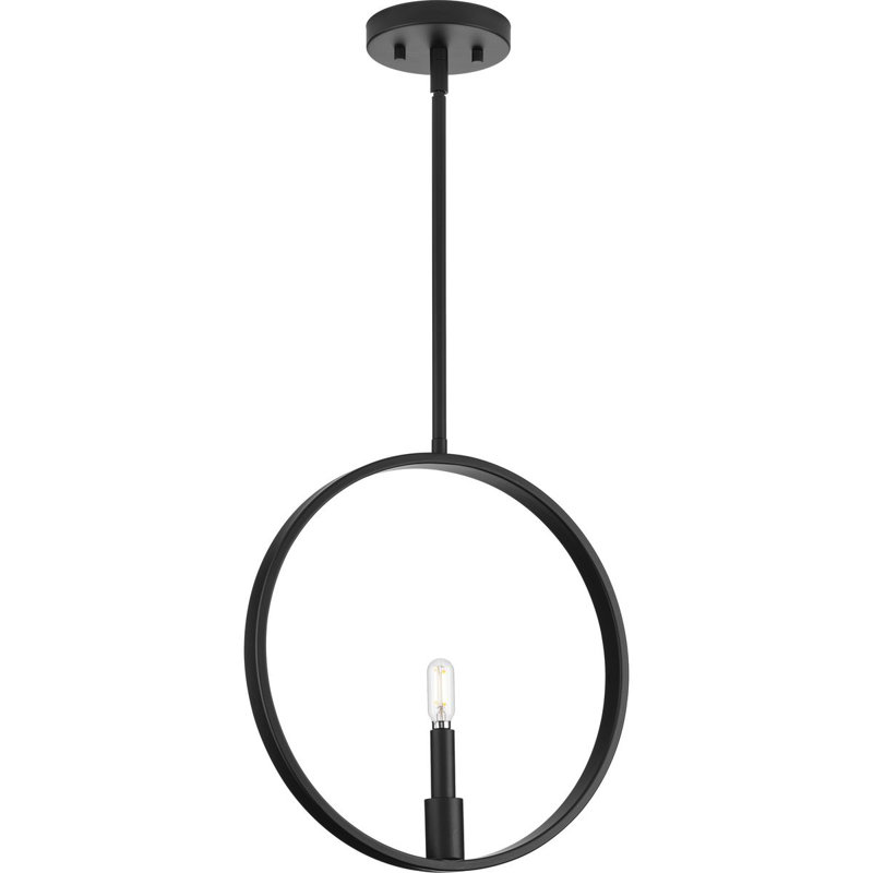 Luminaire suspendu géométrique de style bougie à 1 lumière Bibiano, Noir mat