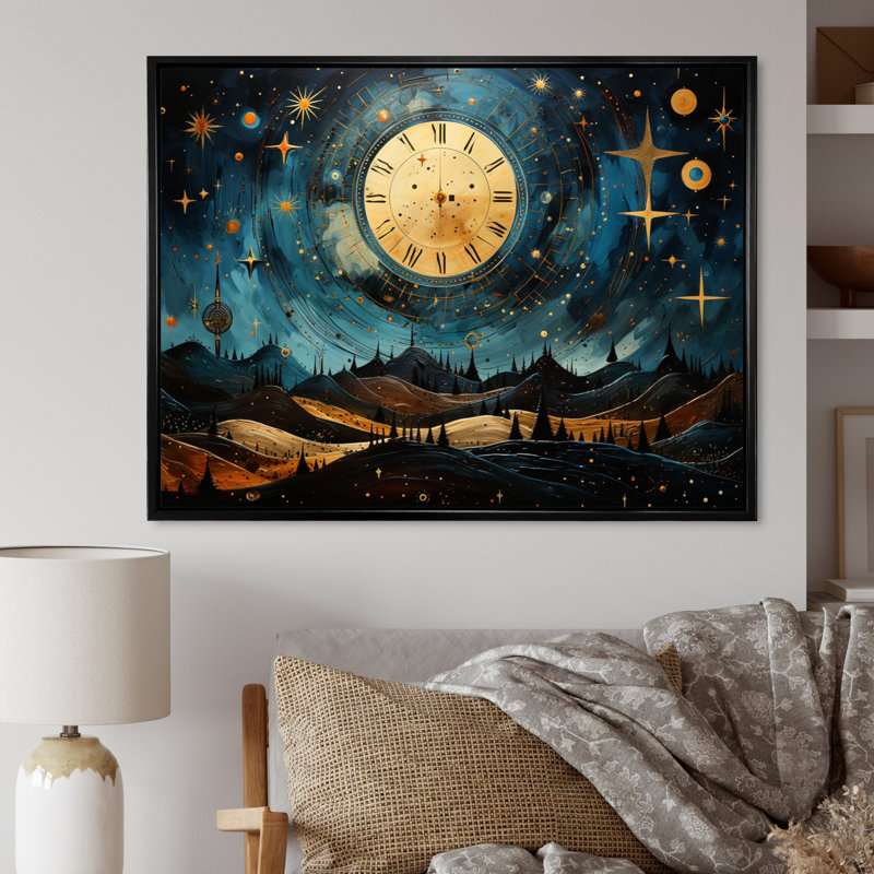 Astrologie étoilée de l'oracle, reproduction encadrée sur toile, Cadre flottant noir, H 12 po x l 20 po x P 1 po