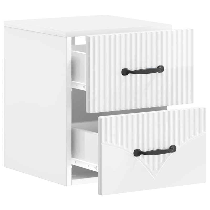 34.5cm W Manufactured Wood Bedside Table, High Gloss White