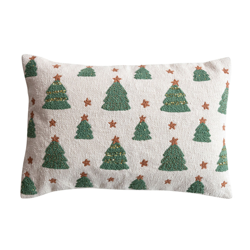 Coussin lombaire en coton brodé Artisan