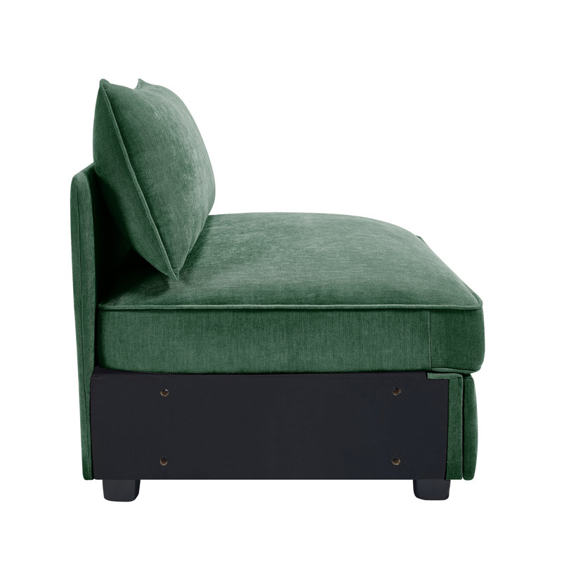 Canapé sans accoudoirs en velours vert, Vert