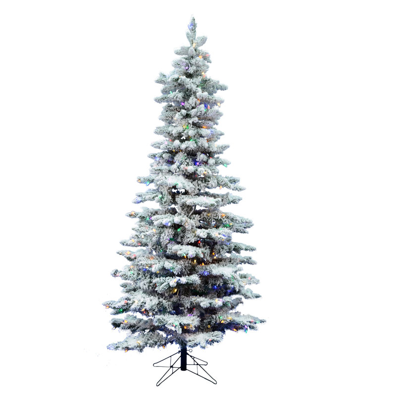 Utica Flocked Fir Slim Artificial Christmas Tree, 7.5' H
