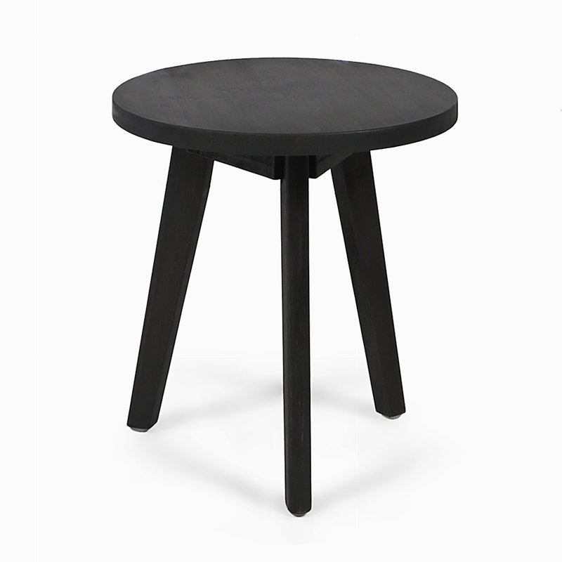  Charmine Acacia Wood Patio Table, Side Table, End Table with Three Legs for Outdoor Rejuvenation and Delight, Dark Gray