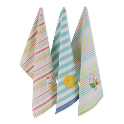 Cotton Stripe Embroidered Kitchen Towel Linen Set