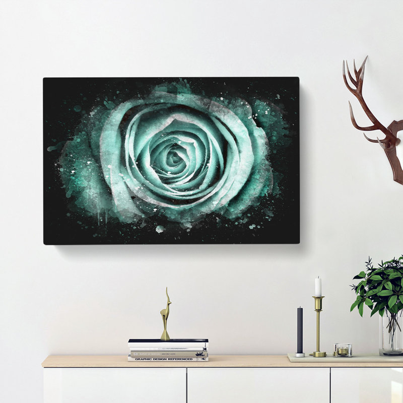 Mint Green Rose - Wrapped Canvas Painting, 40cm H x 60cm W x 4cm D