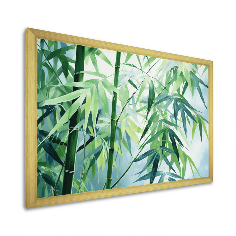 Bamboo Romantic Dream I - impression, Encadrement doré, H 24 po x l 32 po x P 1 po