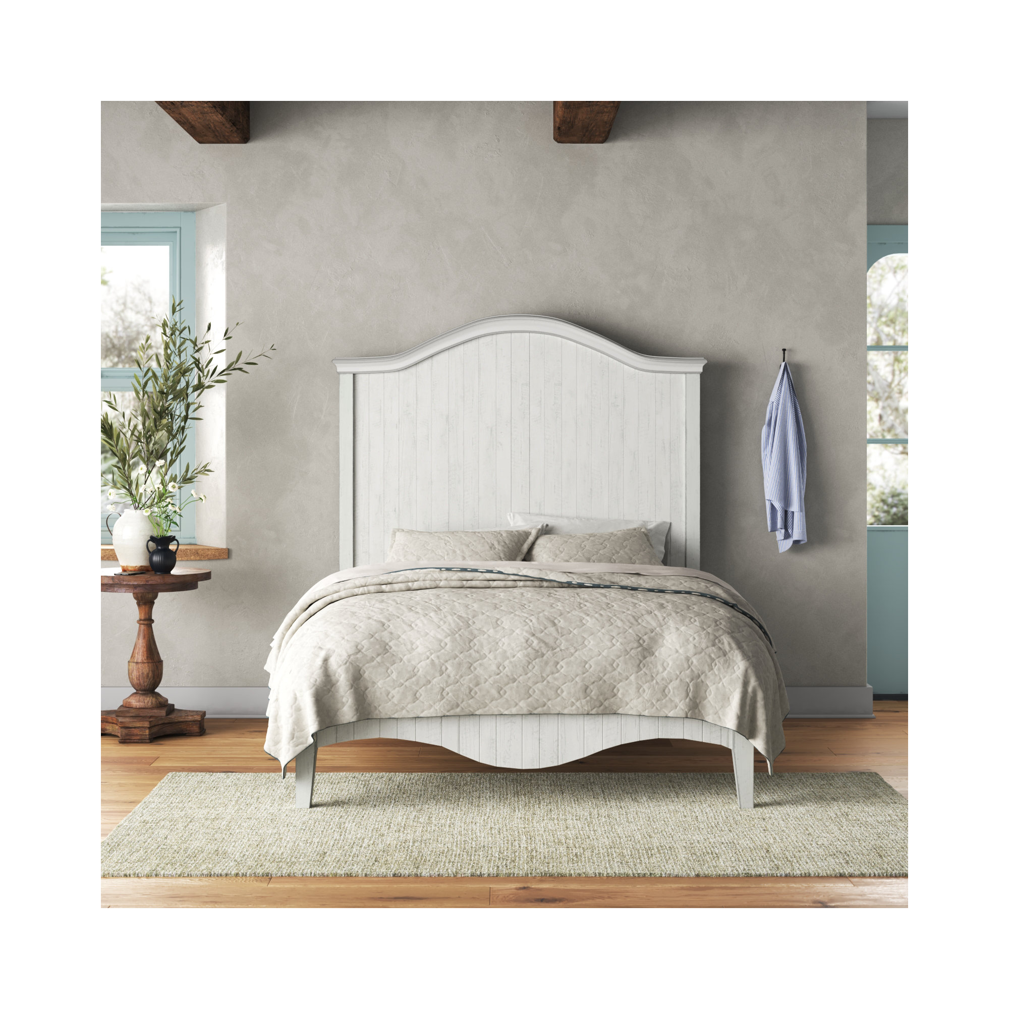 Ramey Solid Wood Storage Bed, California King, White Wash