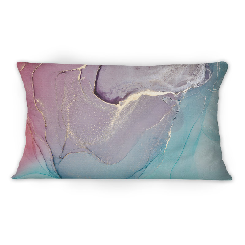 Turquoise et rouge liquide Art I - Coussin décoratif imprimé moderne 1