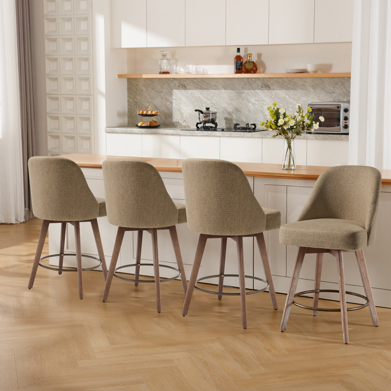 Tabouret pivotant rembourré Mangu (ensemble de 2), Sable