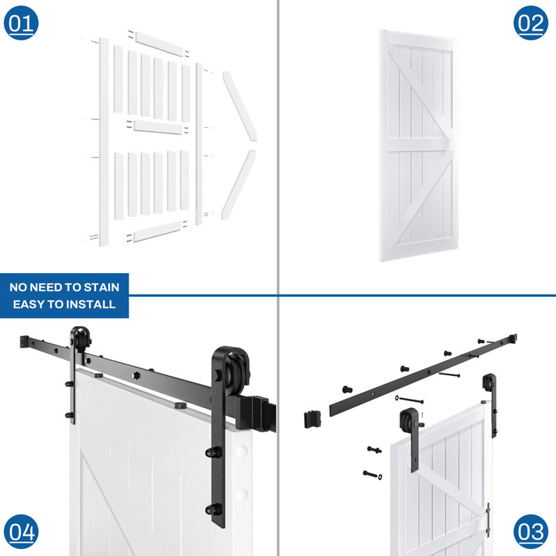 42 84 Barn Door With Hardware Kits and White Water-Resistant PVC Surface