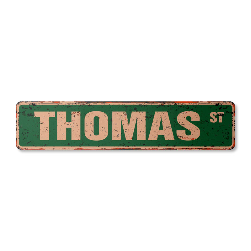 Plaque de rue Thomas en aluminium 7 po x 30 po