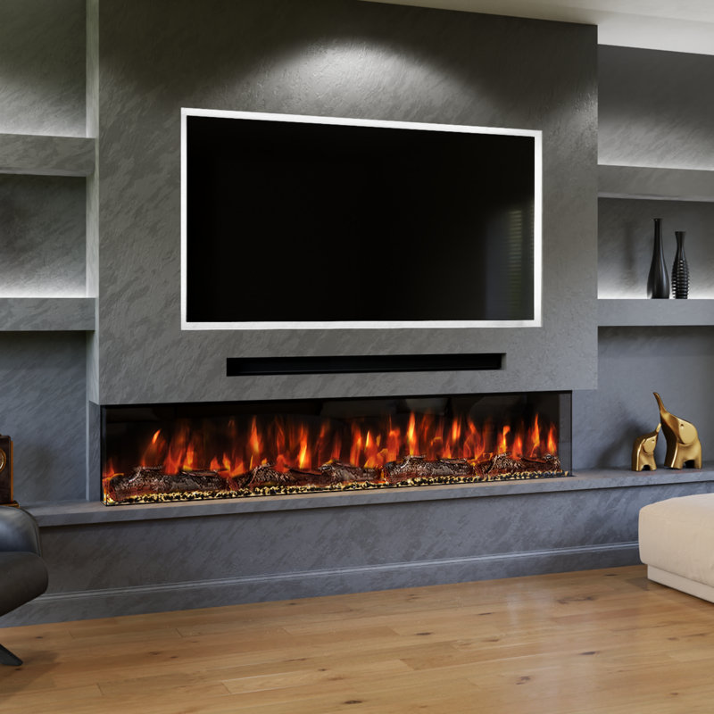 Spectrum Series 72-Inch 3-Sided Panoramic Electric Fireplace – TV Media Wall Compatible