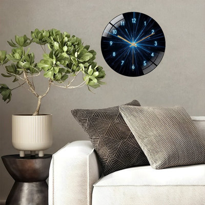 12-Inch Silent Tempered Glass Wall Clock, " LED Clock Light ” Silent Non-Ticking Clock, Battery Operated (AA Batteries Not Included), Artistic Home Decor