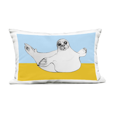 Playful Seal Sketch Outdoor Printed Pillow design by Violeta Vollmer