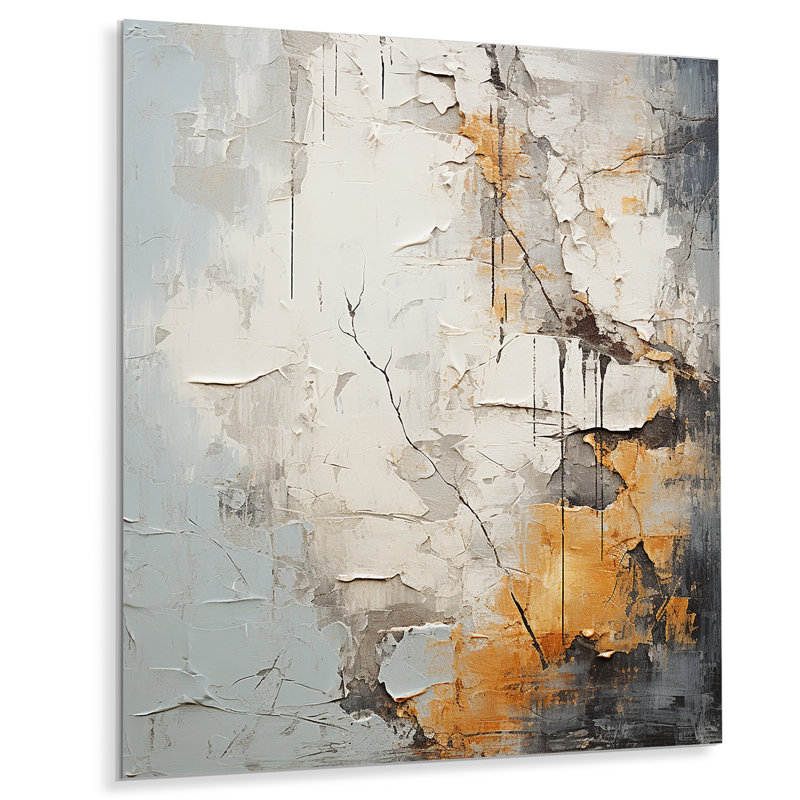 "Tranquillité subtile grise et jaune" sur métal, H 40 po x l 30 po x P 1,5 po