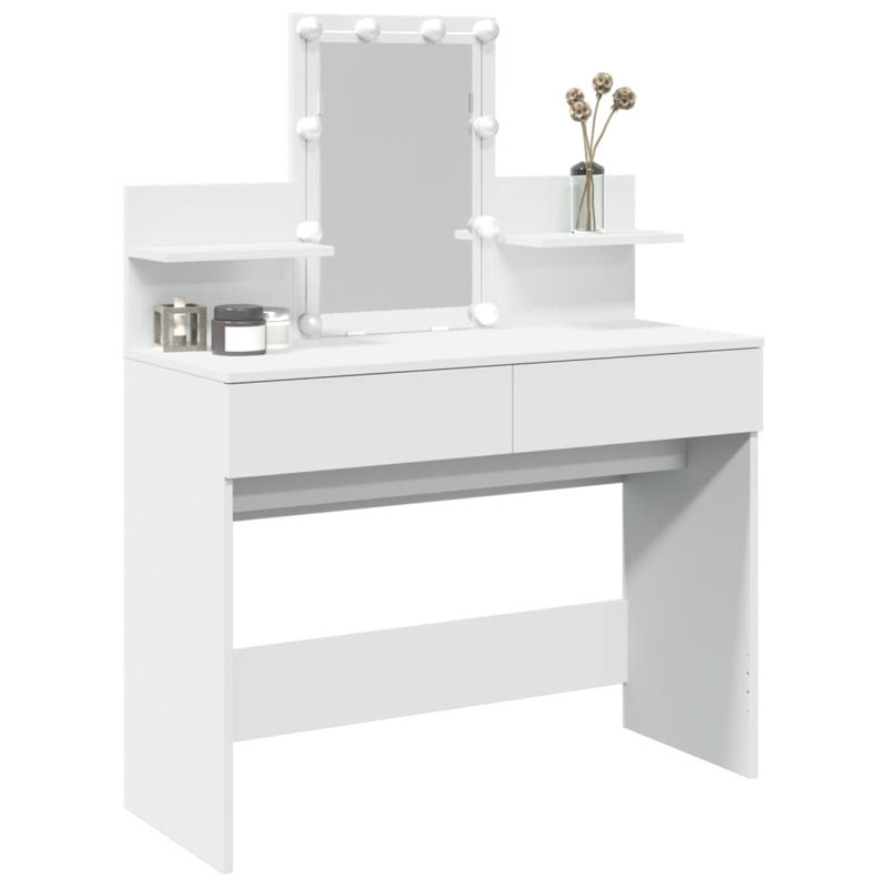 Dressing Table with Mirror, White