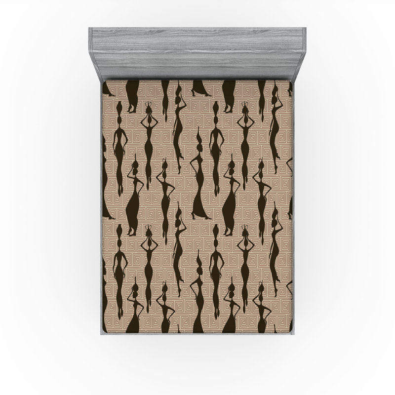 Drap-housse Ambesonne, paquet de 2, Géométrique beige / brun clair / brun foncé, Drap-housse grand