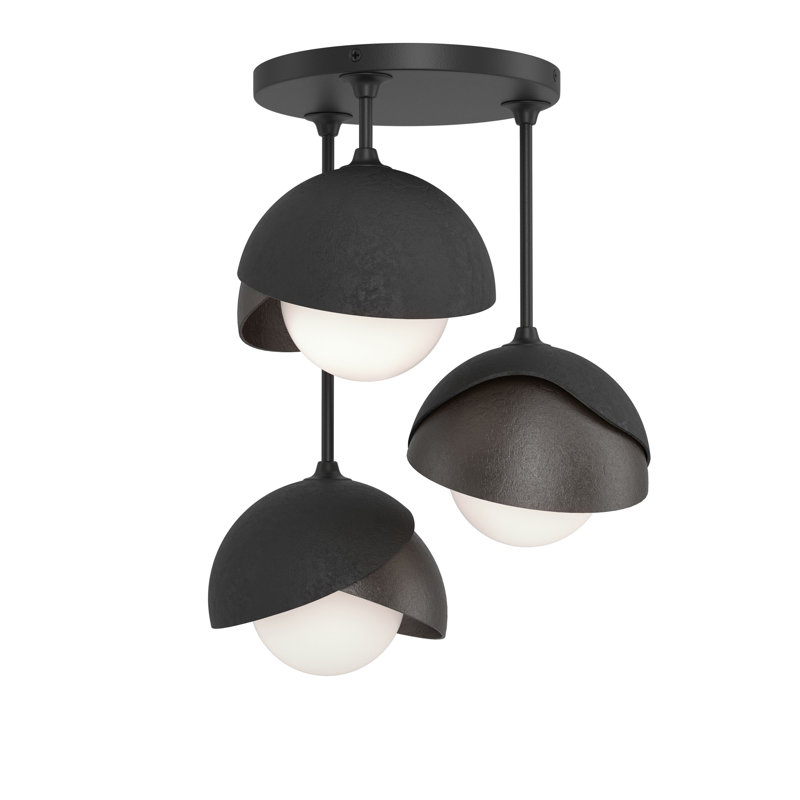 Brooklyn 3 - Light Double Shade Semi Flush Mount, Black, Oil Rubbed Bronze