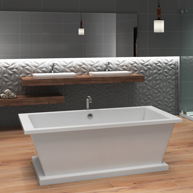 Grayton 66" x 36" Freestanding Soaking Acrylic Bathtub, Biscuit