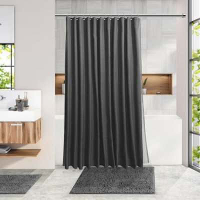 Ensemble d'accessoires de salle de bain - Ensemble de salle de bain, ensemble d'accessoires de salle de bain, ensemble de rideau de douche, brosse de toilette, poubelle et distributeur de savon - gris - 20 pièces
