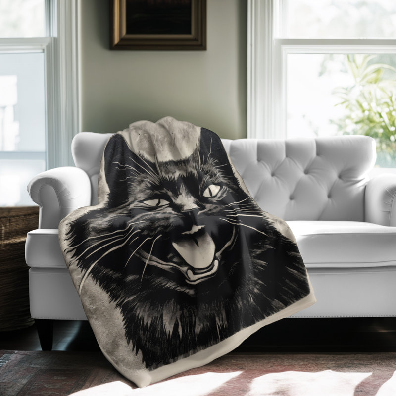 Portrait de chat audacieux - couverture en sherpa de qualité supérieure - reproduction d'art luxueuse, l 50 po x L 60 po