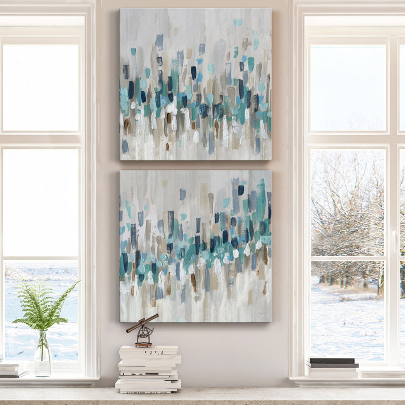 Staccato Blue I - ensemble de 2 reproductions sur toiles tendues, H 40 po x l 80 po x P 1 po