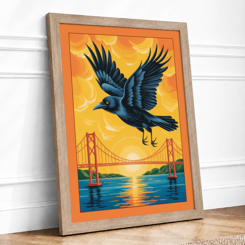 Flight Over Golden Waters Modern - Print, Oak, A4 - 29.7 x 21.0 cm