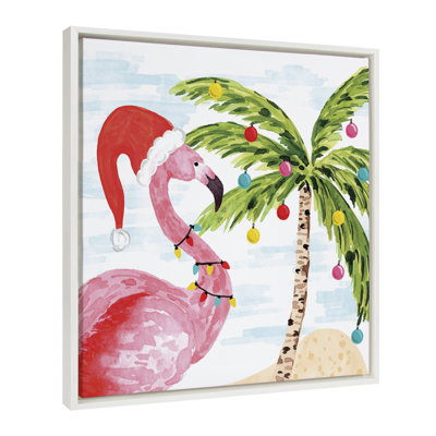 «Holiday Flamingo» par Sara Berrenson, reproduction d'art sur toile encadrée