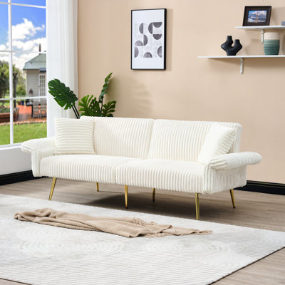 79" Corduroy Bed, Foldable 2 With Folding For Living Room & Restricted Areas, Plushy Velvet, Build Confined