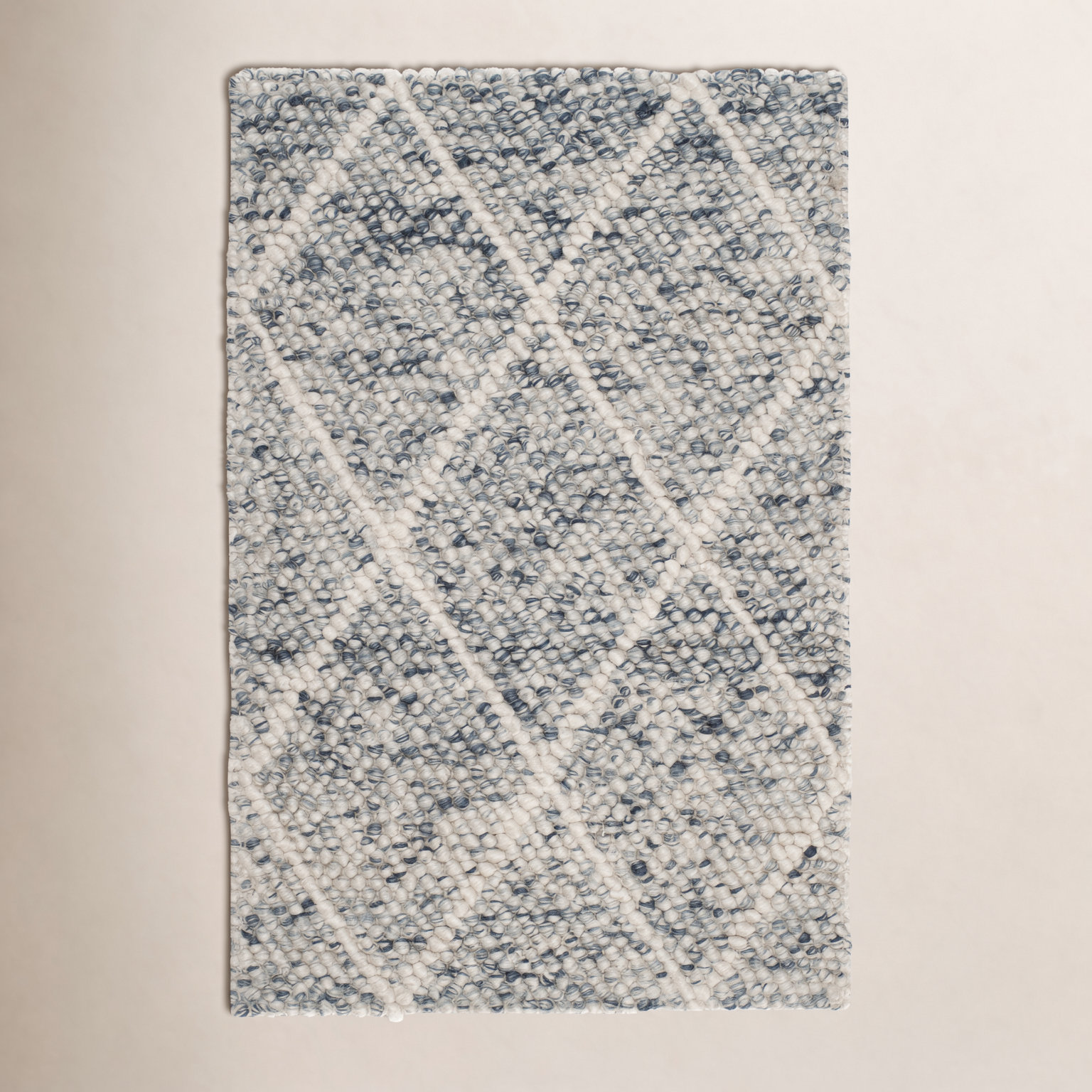 Russo Ivory Blue Hand-Woven Geometric Rug, Rectangle 8' x 10'