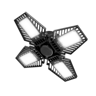 Éclairage de garage à DEL, 100 W (équivalent à 700 W), plafonnier déformable à 4 têtes de 12 000 lumens, lumière du jour à 6 500 K