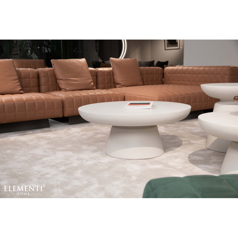 KYLIX Concrete Coffee Table 35.6cm H X 66cm L X 66cm W, White, 35.6cm H x 66cm W x 66cm D