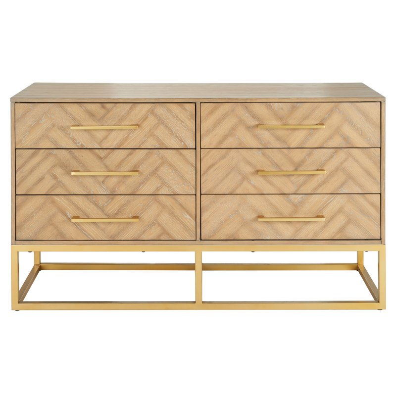 Commode 6 tiroirs Sherilynne, Chêne rustique