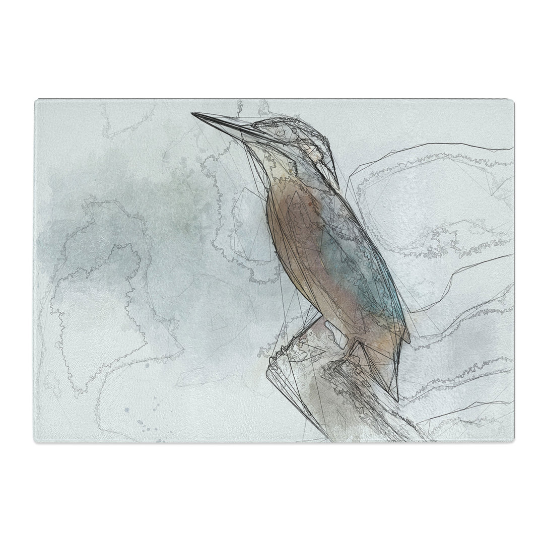 Tempered Glass Graceful Kingfisher Bird Chopping Board