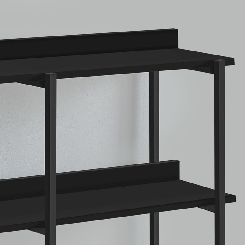 Table d'appoint, console, vestibule, étroit, canapé, salon, chambre à coucher, stratifié noir, métal noir, contemporain, moderne