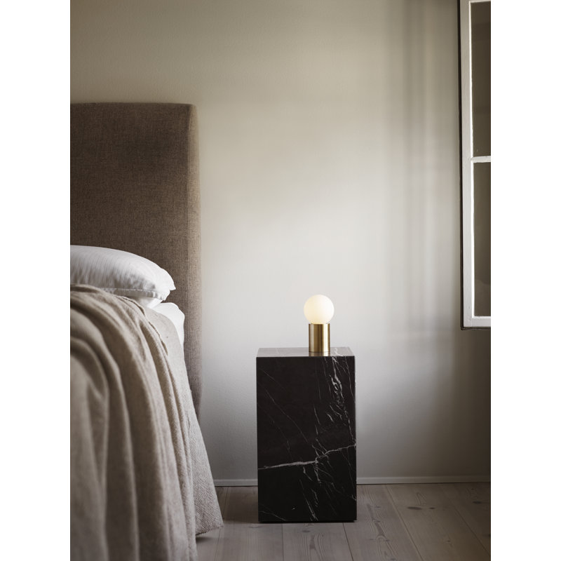 Plinth End Table, 20.1" H x 11.8" W x 11.8" D, Black Marquina