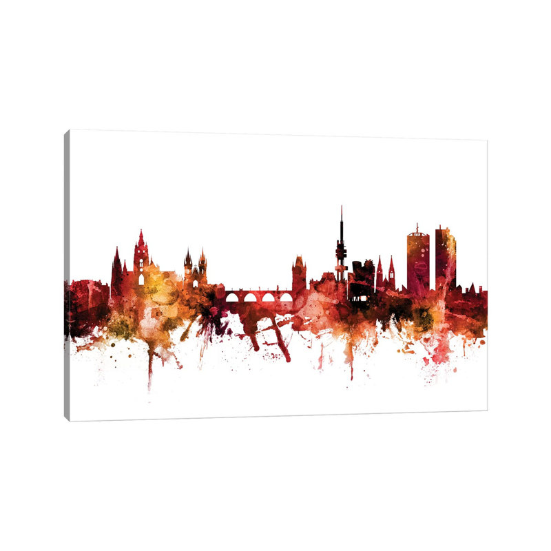 Prague (Praha), Czech Republic Skyline by Michael Tompsett - 1 Piece Wrapped Canvas Wall Art, 20.32 cm H x 30.48 cm W