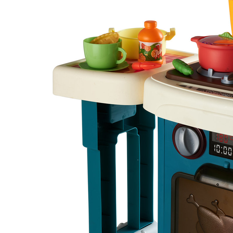 Kids Pretend Kitchen Playset with Sounds, Light and Play Food