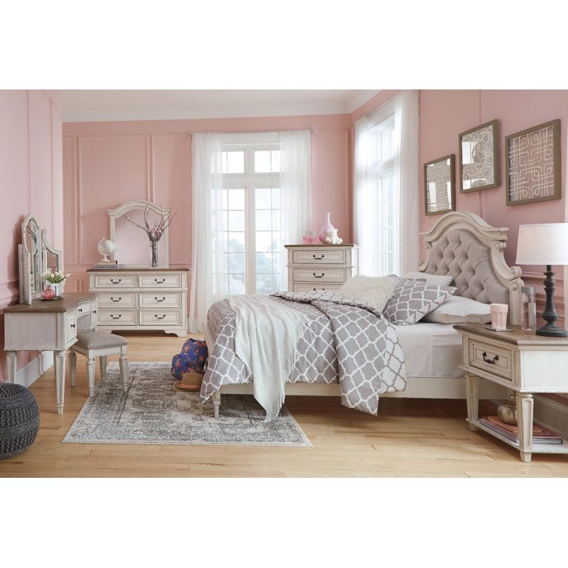 Cottage Charm Antique White 5-Drawer Chest with Felt Lined Drawers