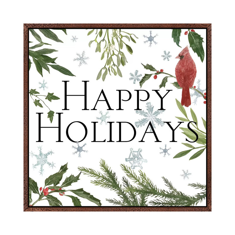 Peace And Joy Cardinal III by Sara Zieve Miller - Gallery-Wrapped Canvas Giclée on Canvas, Classic Wood Framed