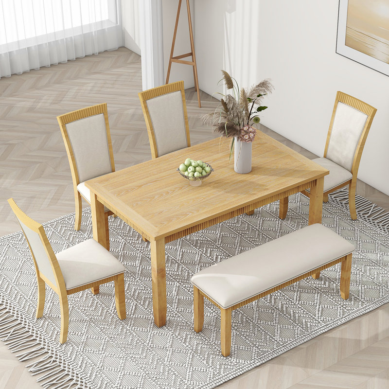 Danyia 36 L x 60 W Dining Set,dining table set,dining room set, Brown, Brown, Beige/Brown