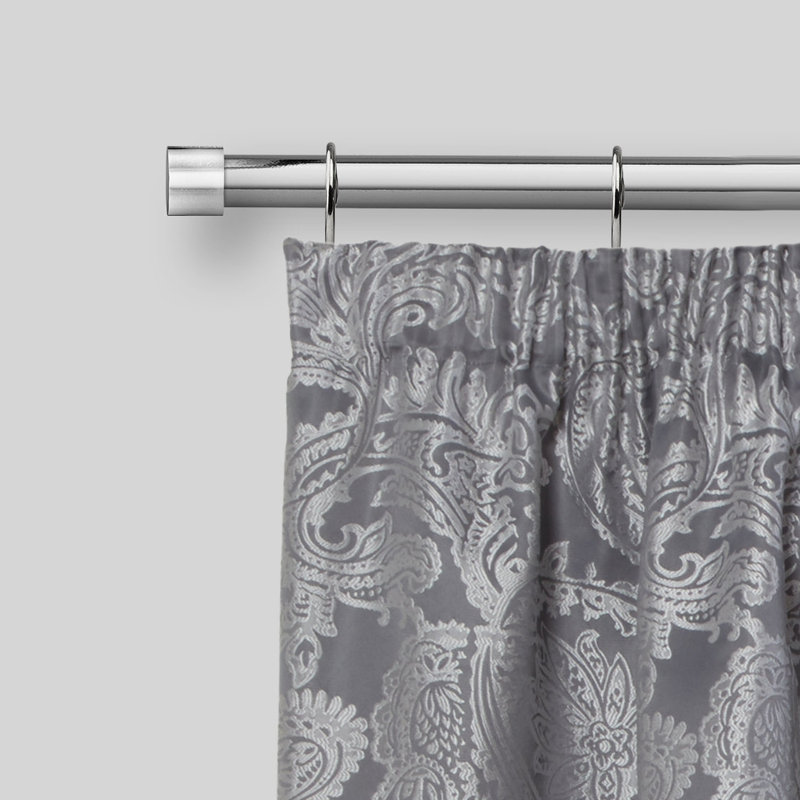 Full Stop Antique Brass Adjustable 160cm to 300cm 2cm Single Curtain Pole, 1.2 - 2.1m, Chrome