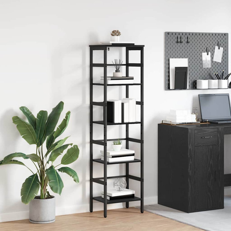 Steel Etagere Bookcase, Black Oak, (4 Shelves) 149cm. H x 40cm. W x 29.5cm. D
