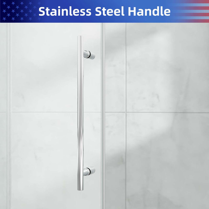 Porte de douche coulissante à panneau simple sans cadre l 56 à 60 po x H 72 po avec cadre en acier inoxydable chromé et verre trempé de 3/8 po